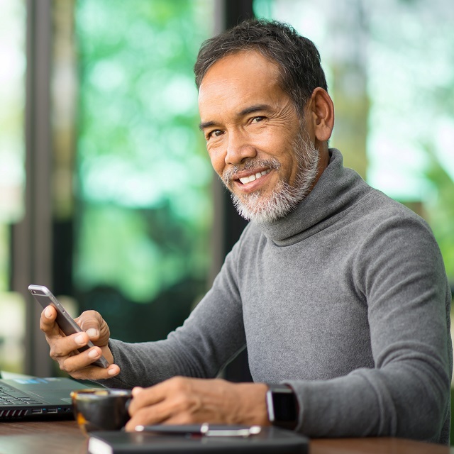 Senior man on mobile phone